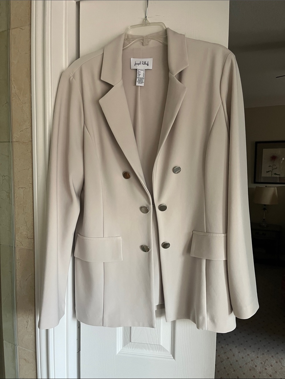 Joseph Ribkoff Light Beige Double-Breasted Blazer